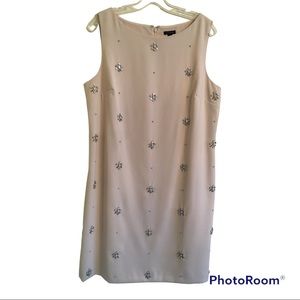 Nude Crepe Jeweled Dress